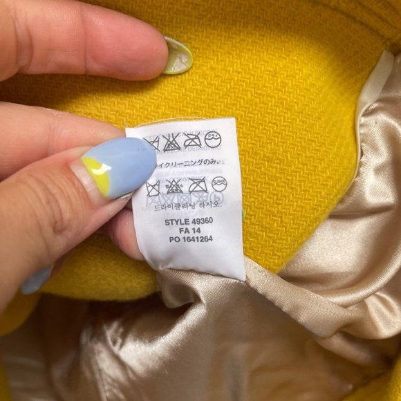 J. Crew Yellow Stadium Cloth Majesty Peacoat Wool Short Coat 49360 size 2 - Picture 9 of 10